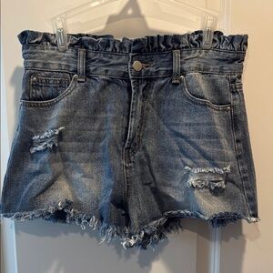 Denim Ruffle Waist Women's Shorts